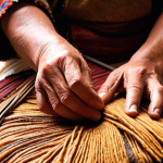 **Prompt:** A close-up, warm-lit shot of an Argentine artisan's hands meticulously working with natural materials. Emphasize the texture of raw wool being woven into a vibrant poncho, or aged leather being tooled, showcasing the unique, imperfect beauty of a handmade creation. The background is softly blurred, hinting at a rustic, traditional workshop or a local environment, highlighting the soul and history embedded in the material. Focus on the delicate precision and the personal touch that defines authentic craftsmanship.