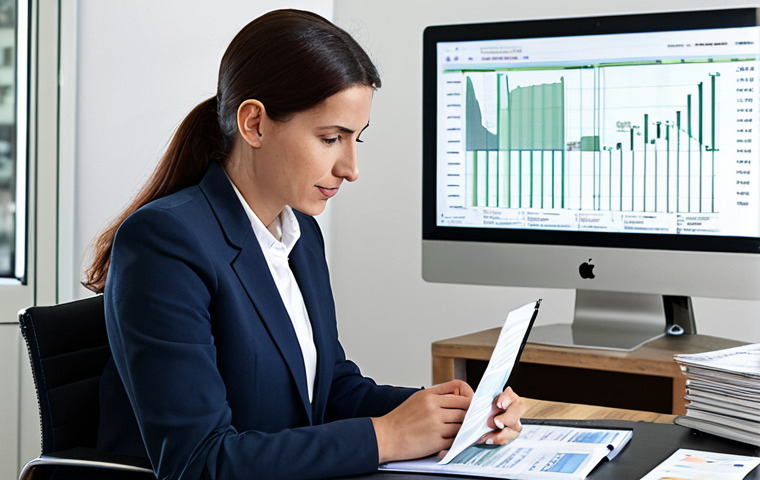 A woman researching currency exchange options in Argentina**

"A woman sitting at a desk in a brightly lit office, reviewing information about different methods to exchange currency in Argentina. She is wearing a professional, fully clothed, modest business suit. In front of her are open books and a laptop displaying graphs and financial data. The background shows a clean and organized office environment. Safe for work, appropriate content, professional setting, perfect anatomy, natural proportions, well-formed hands, proper finger count, professional photography, high quality."

**