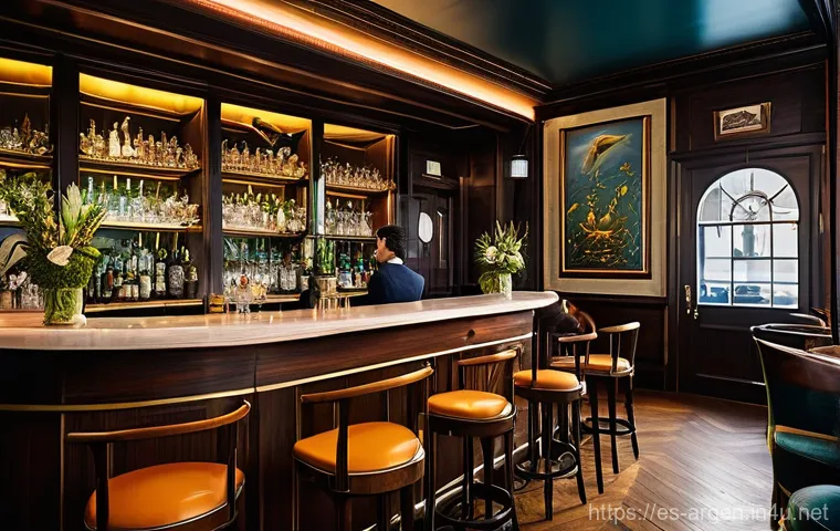 아르헨티나에서 유명한 바 칵테일 - **Prompt for Florería Atlántico:**
"A sophisticated, softly lit speakeasy bar, subtly resembling...