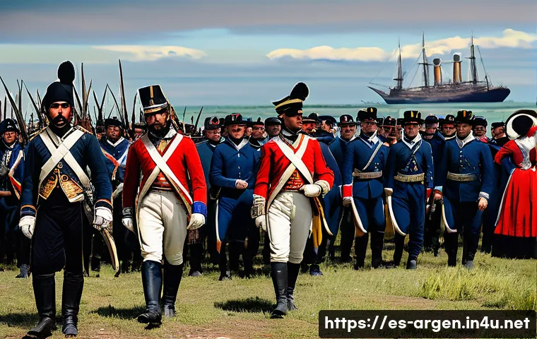 아르헨티나 내전 및 정치적 변화 - A vivid historical scene depicting the intense rivalry between the Unitarians and Federals in 19th c...