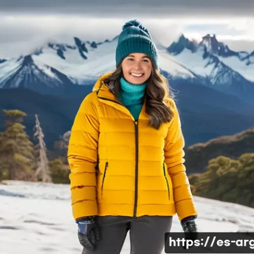 Home 31 아르헨티나 기후 및 계절별 옷차림 - A stylish young woman dressed in layered clothing suitable for Patagonia winter: wearing a warm down...